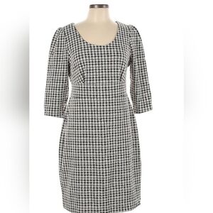 Ann Taylor Cream Colored Houndstooth Dress Size 4 Petite